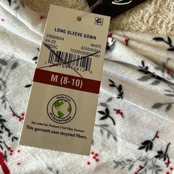 Aria long sleeve nightgown white/red/gray cardinal bird print super soft flannel - Picture 10 of 13